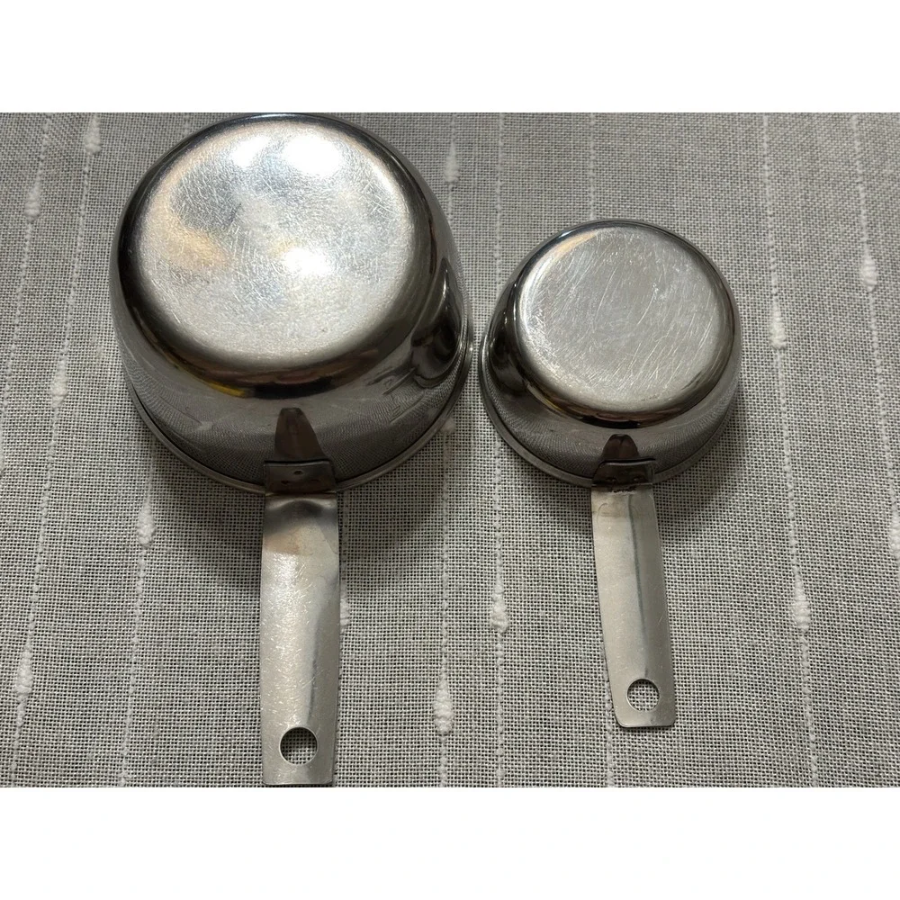 Vintage Foley 2 Pc Replacement Measuring Cups Stainless Steel 1/3 & 1 Cup EUC